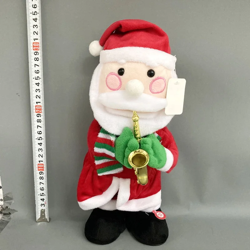 Christmas electric plush toy deer snowman Santa Claus  dance with saxophone music and lights stuffed toy pretty Christmas gifts