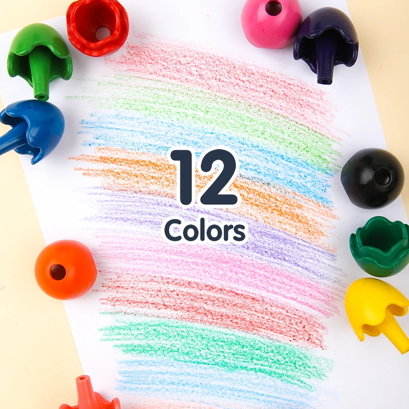 MOBEE multi color washable crayon de couleur dinosaur eggs wax crayon kids easy to grasp non toxic toy crayon set for toddlers