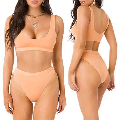 JinFeng Apparel Swimsuit Scoop Neck Bikini Set ODM/OEM Summer Beach Sport Female Bathing Suit Beach Sexy Womens Swimsuits Set