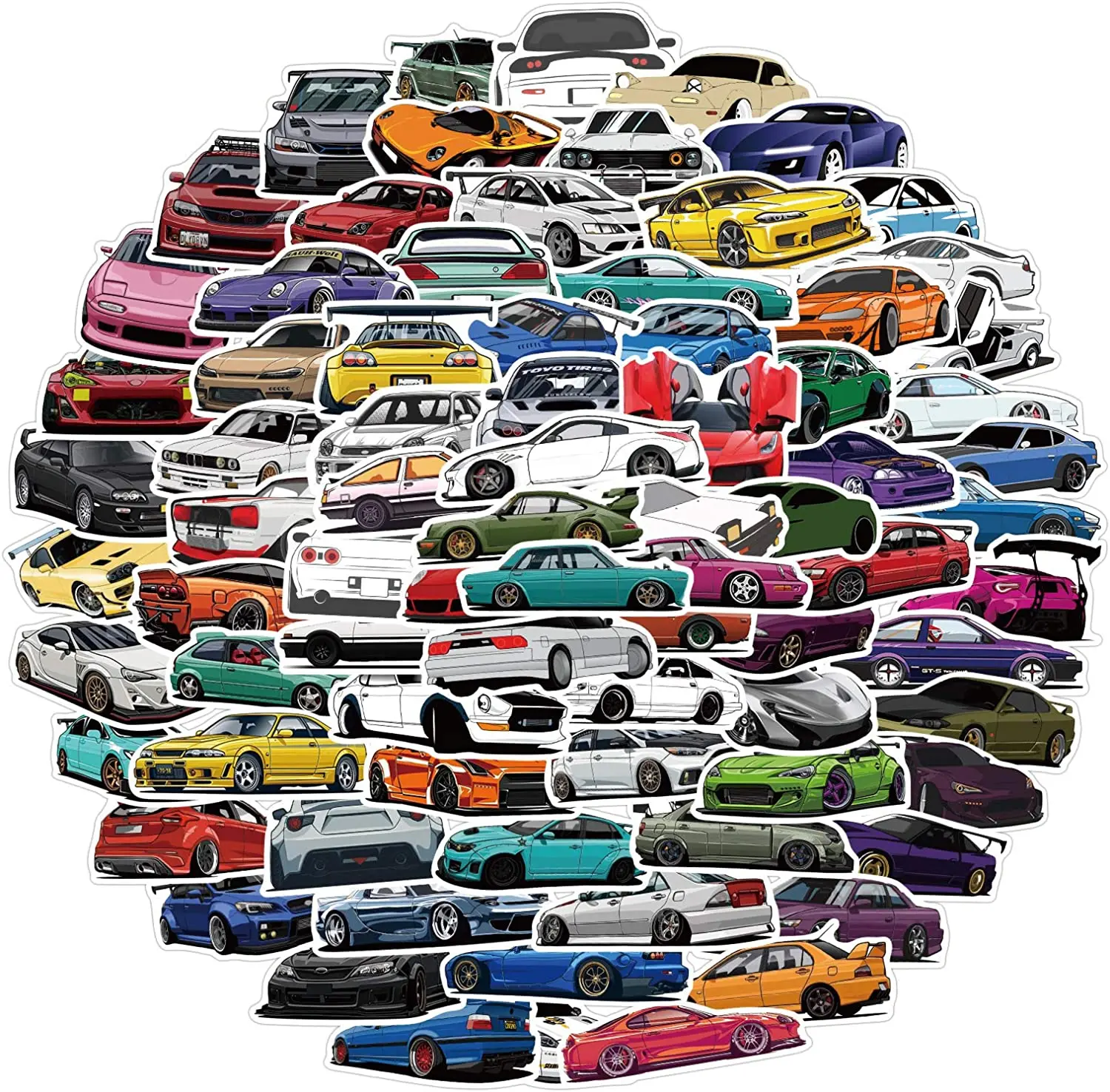 Die cut vinyl stickers Sports car Racing Sticker personalized kids sticker anime racing car design kids learning car decals
