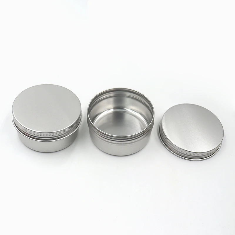 Custom Cream Packaging Tin 5ml-250ml Silver metal Aluminum Tin Cosmetic Container with spiral lid