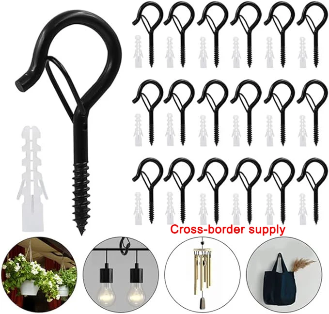 Windproof Christmas Lights Hanger Hooks Safety Buckle Design Q Hanger Screw Hooks For Outdoor String Lights