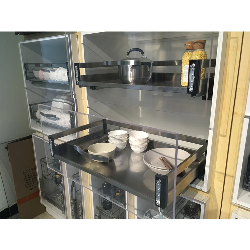 Modular moduler model multifunctional stainless steel kitchen cabinet metal wire tray storage accessories drawer baskets basket