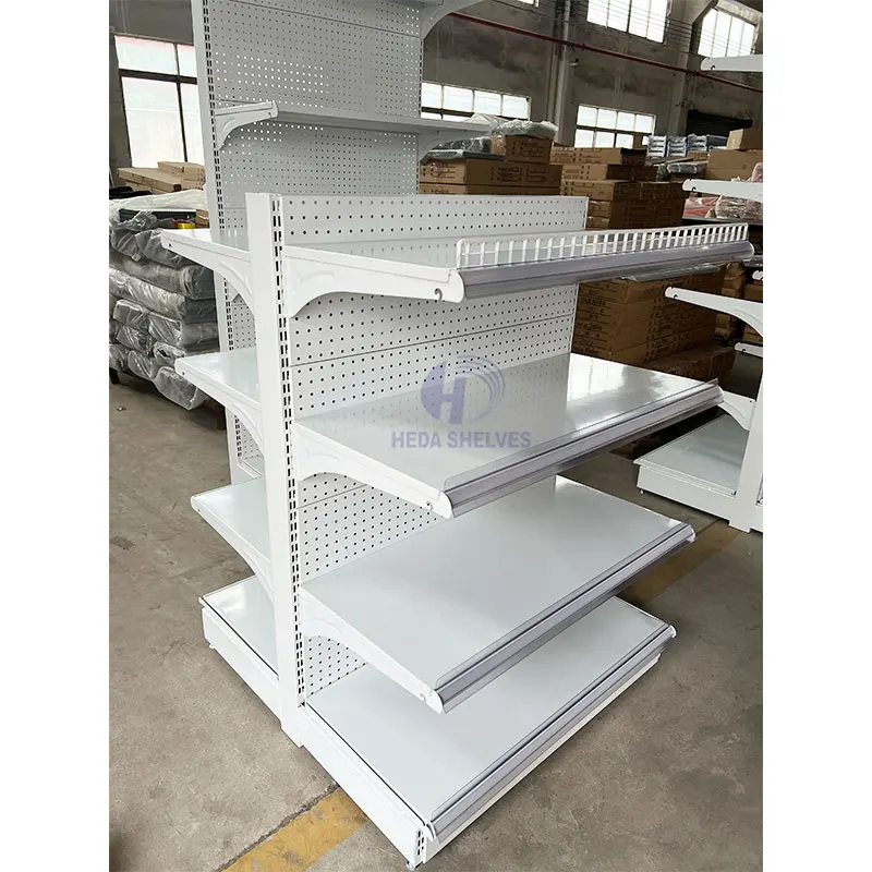 Customized Color Supermarket Metal Shelf Supermarket Racks Single Sided Gondola Display Rack Gondola Shelving