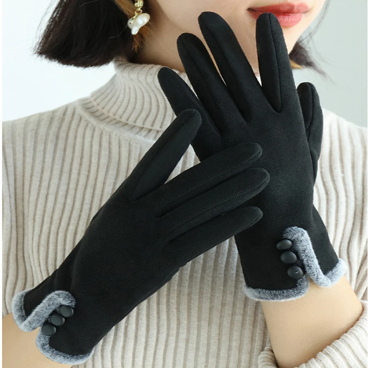 Women acrylic gloves and girl fashion finger gloves for outdoor nylon gloves