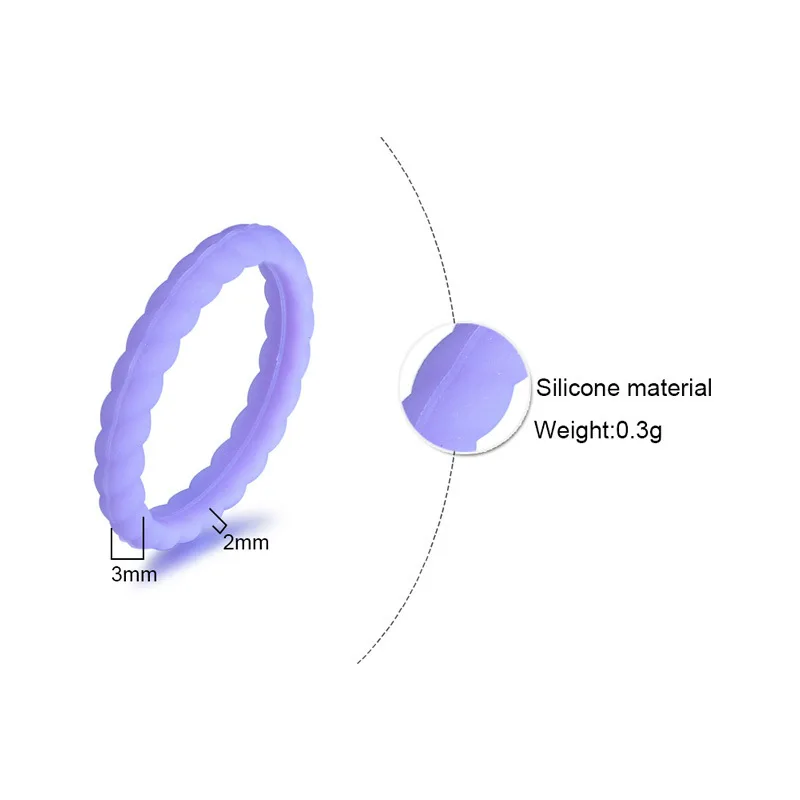 Medical Grade Logo Custom Silicone Rubber Finger Wedding Rings For Women