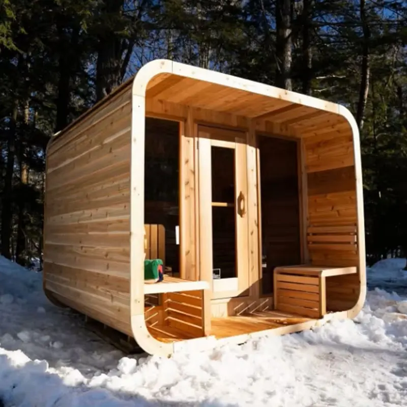 Luxury 6-Person Outdoor Traditional Steam Sauna Room With Canadian Cedar Wood
