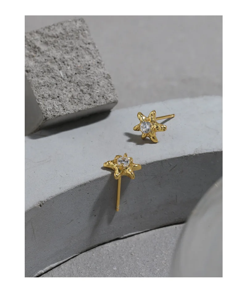 VIANRLA 925 sterling silver star earring tiny shimmers clear zircon star stud earrings