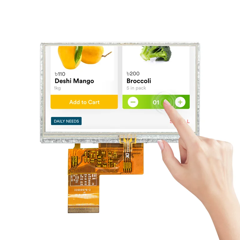 480x3(RGB) x 272 Resolution 4.3 Inch LCD TN / 95.04 x 53.856mm /TFT LCD Display with 40 Pin