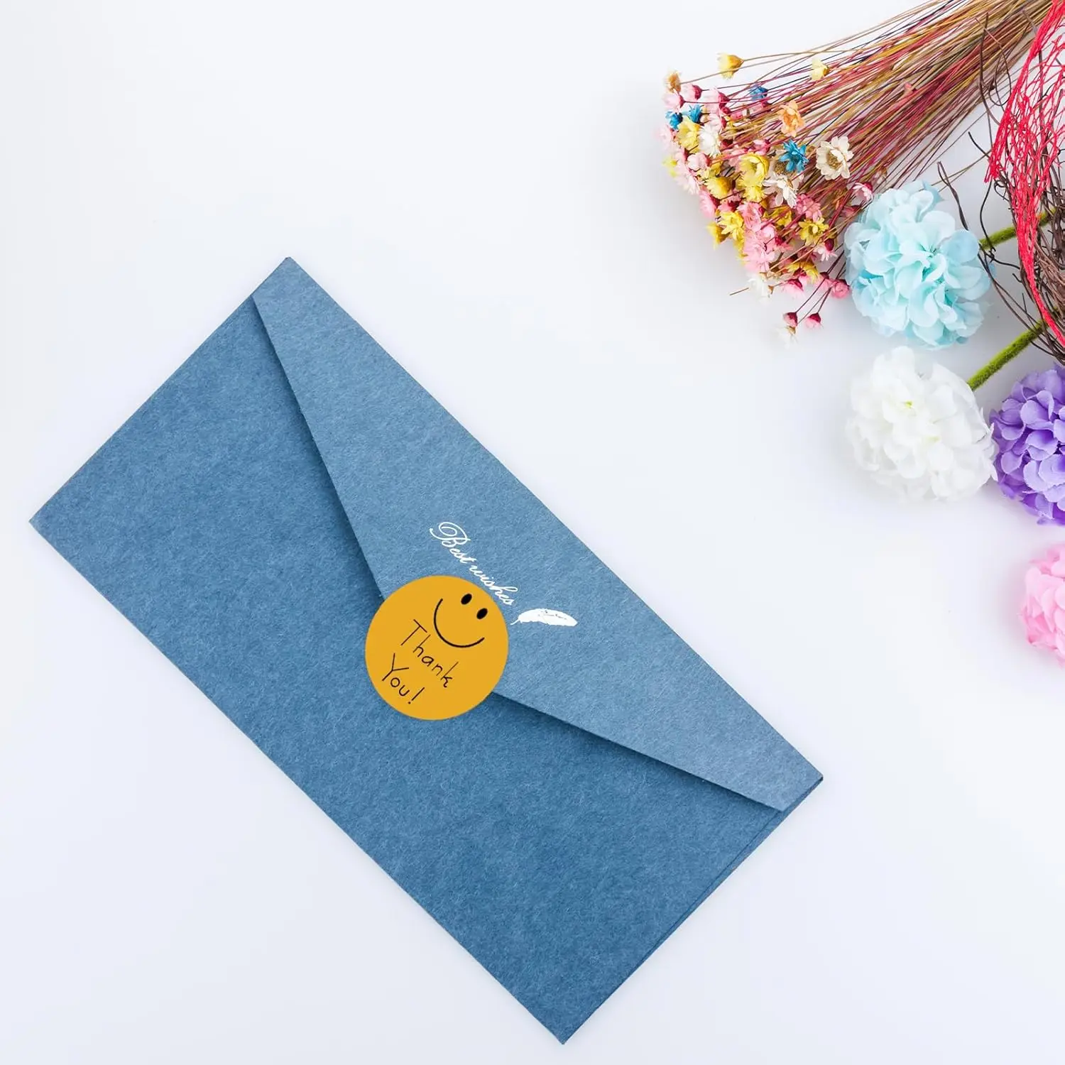 Factory Wholesale Customized Size Business Packaging Labels Smiley Thank You Label Stickers