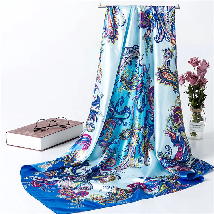 90*90 Luxury Silk Material Brand Letter C Style New Current Long Summer Scarves For Women