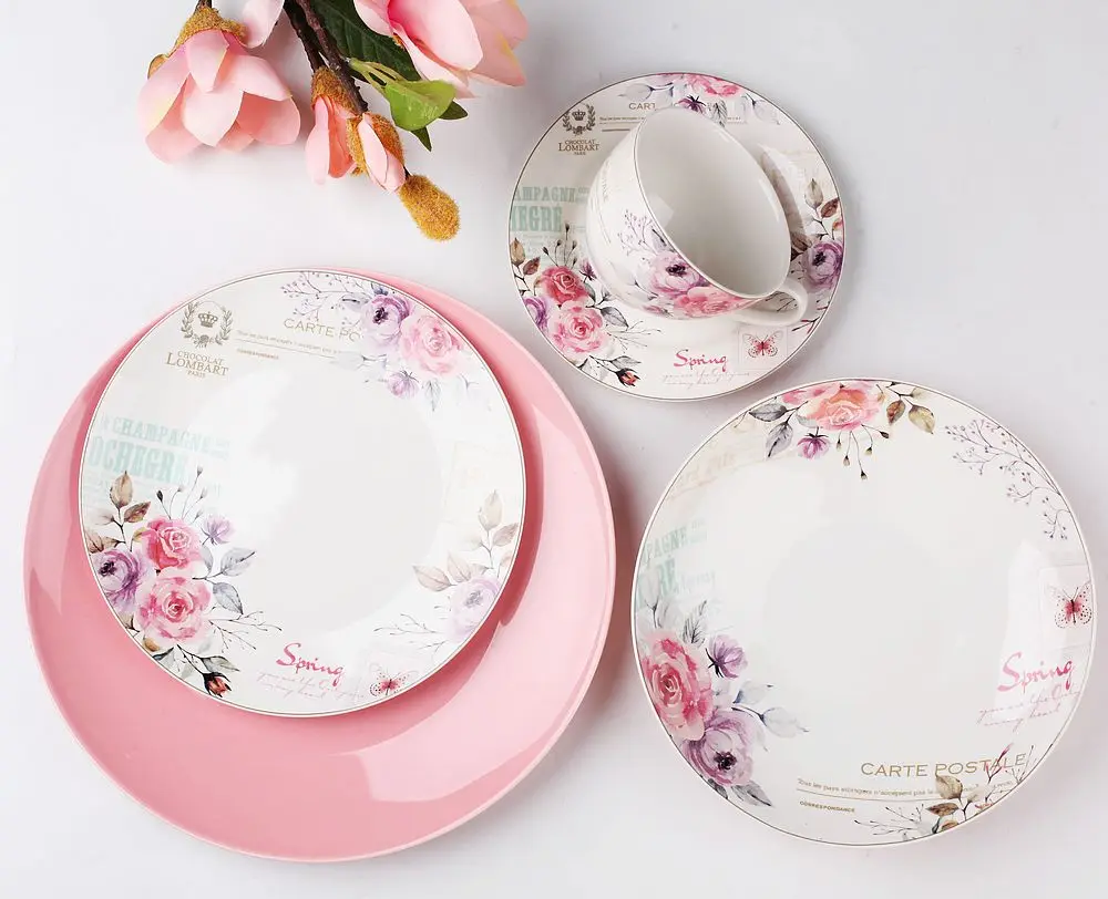 Europe modern style on-glaze decal porcelain dishes ceramic plates