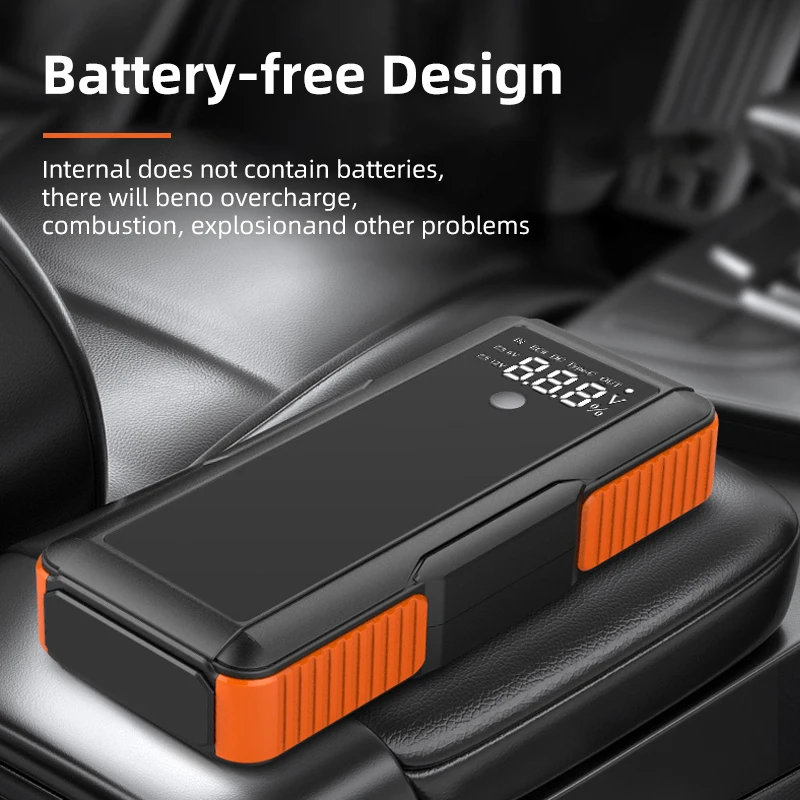 Powerful Super Capacitor Free Car Jump Starter Built-in Supercapacitor with Large LCD Display No Pre-Charging Starter