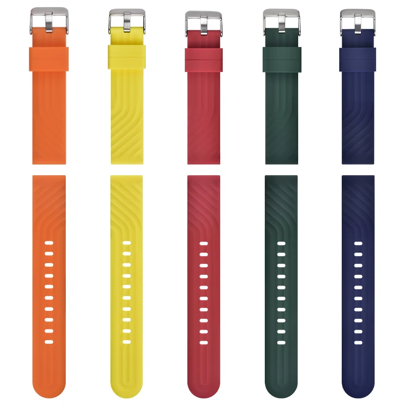 Fashion 2024 In Stock 18/20/22mm Water Sweat Resistant Silicone Band Soft Comfortable Wristwatch Band