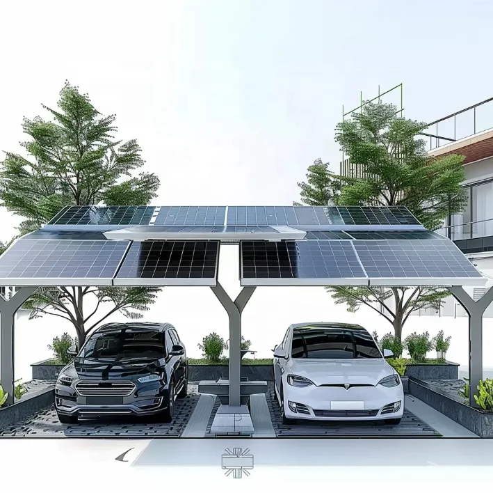 Solar Carport Aluminum carport / Car Parking Mounting Brackets for two cars solar carport water prevention