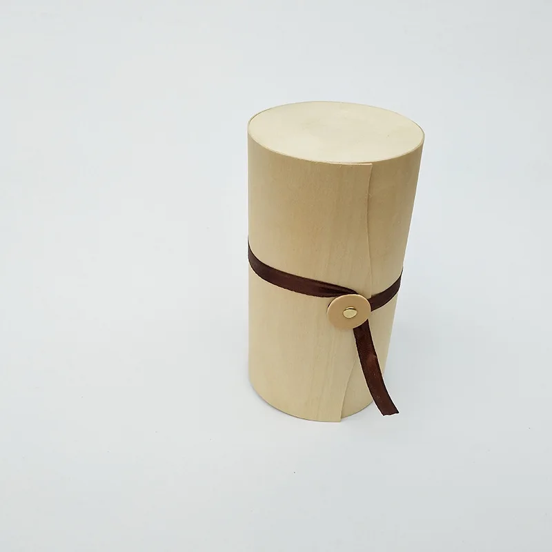 
Environmental protection cork leather box birch leather tea storage box portable tea packaging box wood bark caddy 