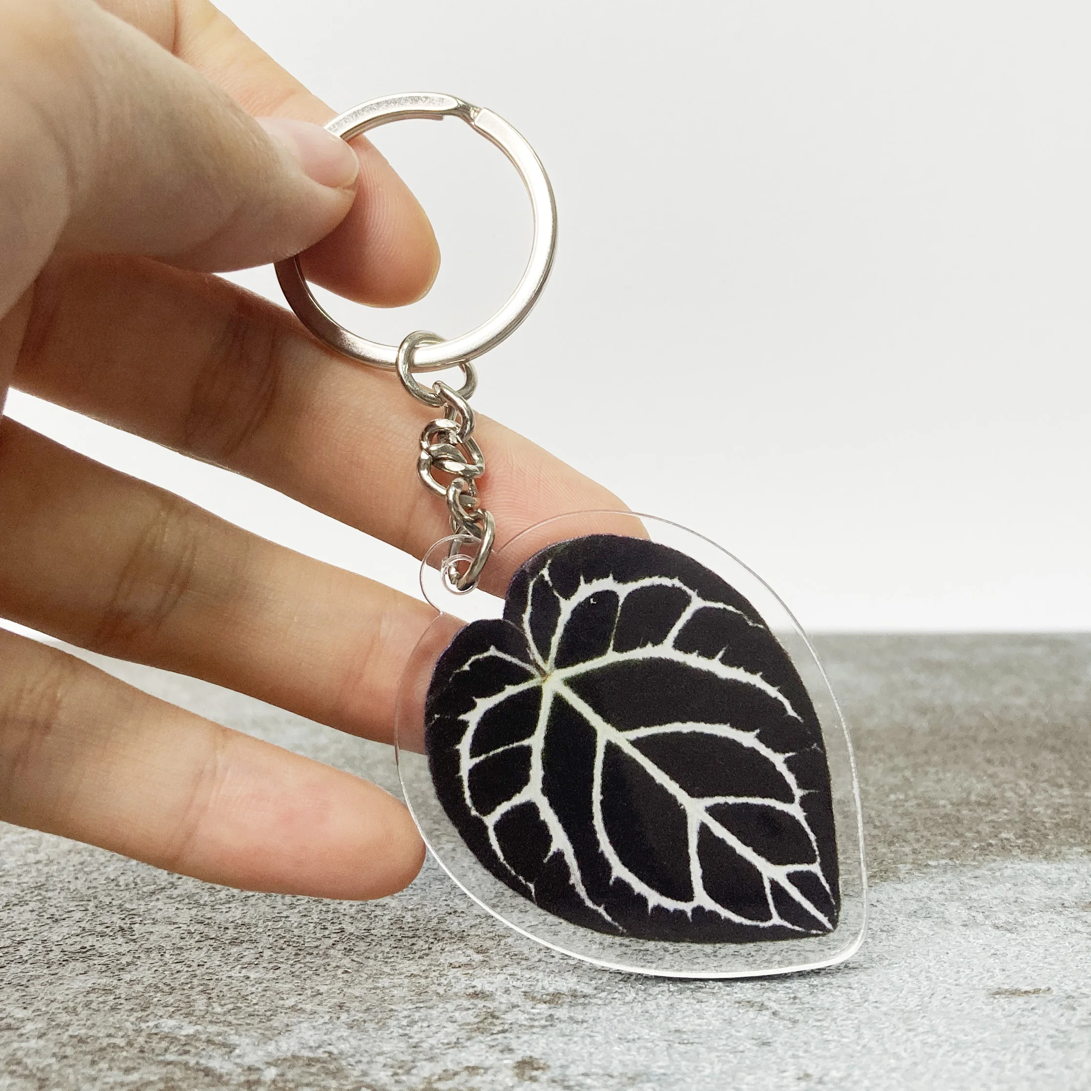 Tropical Plants Acrylic Keychains, Alocasia Leaf Design Acrylic Keychain