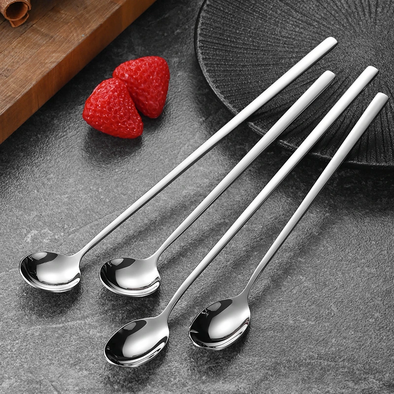 Hot Selling Long Handle Bar tools Stainless Steel Tableware Seasoning Coffee Ice Cream Tea Spoon Stirring ice Spoon sauce spoon