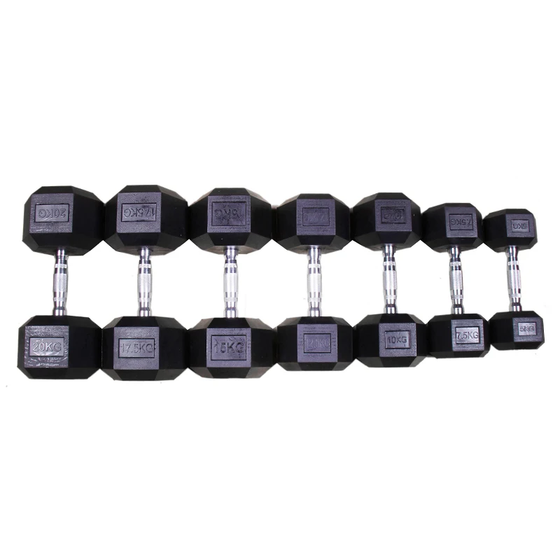 wholesale support custom gym workout Fitness Training durable cast Iron rubber hex dumbbell