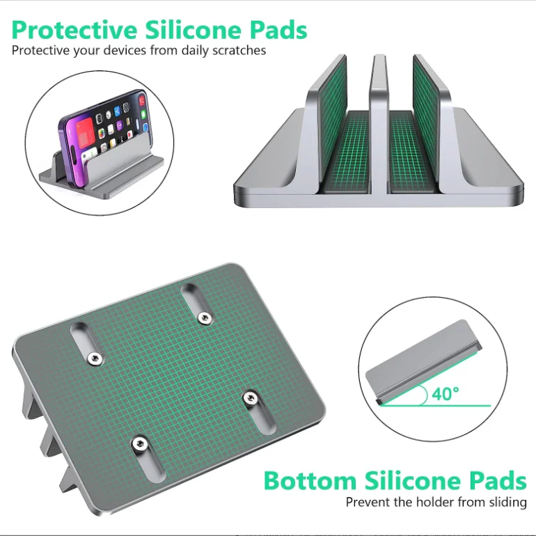 Portable Vertical Laptop Holder Widen Adjustable Storage Tablet PC Stand Aluminium Alloy Aluminum Commercial Furniture Aluminum