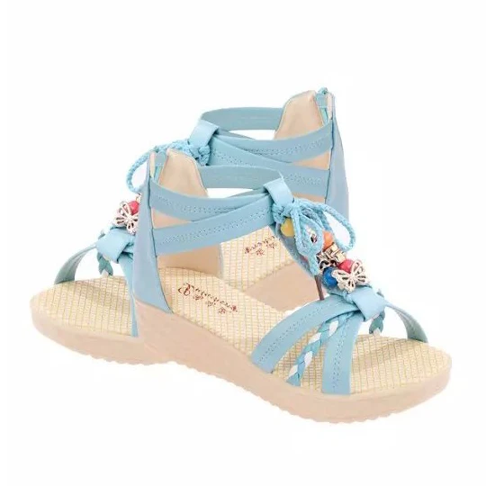 
artificial leather PU jelly colors princess student beach school craft kid children s high heel sandals for girls 