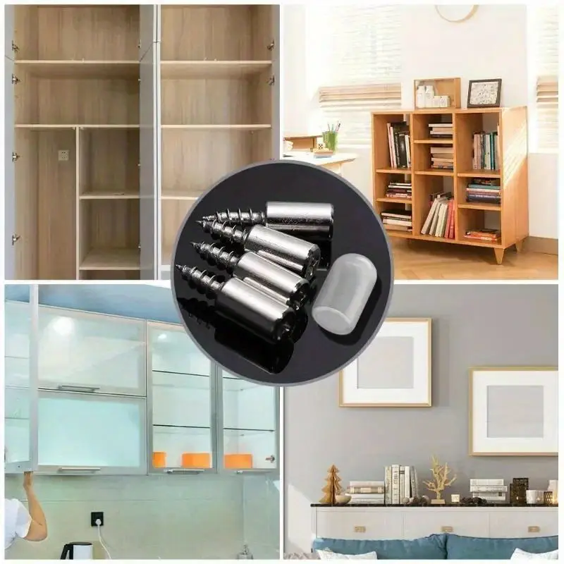 Cabinet Shelves Laminate Support Self Tapping Pin Nail Screw Pegs with Anti Slip Cover for Furniture Bookcase Cabinet Closet