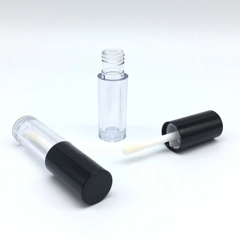 Black Yellow Red Thick Chrome Packaging Bottle Liquid Empty Matte Twist Up Sample Size Lip Gloss Tube Logo