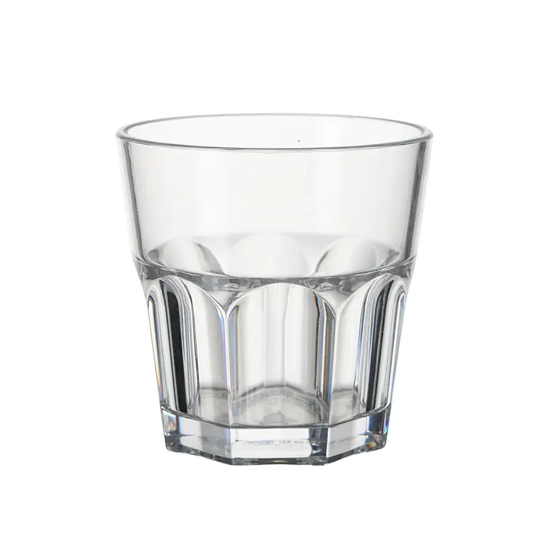 9oz Beach Pool Bar Polycarbonate Rock Glass Plastic Whiskey Cups Octagonal Whisky Glass