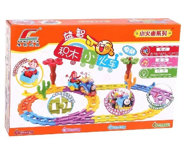Education DIY Toys Building Block Train For Kids With Light With Music(not included battery)
