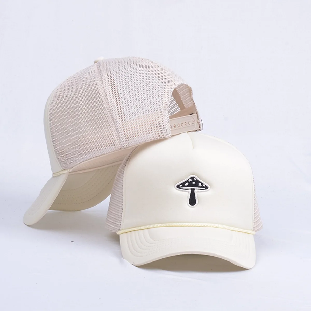 5 panel mesh baseball cap with rope foam custom 3d puff embroidery hat Trucker cap