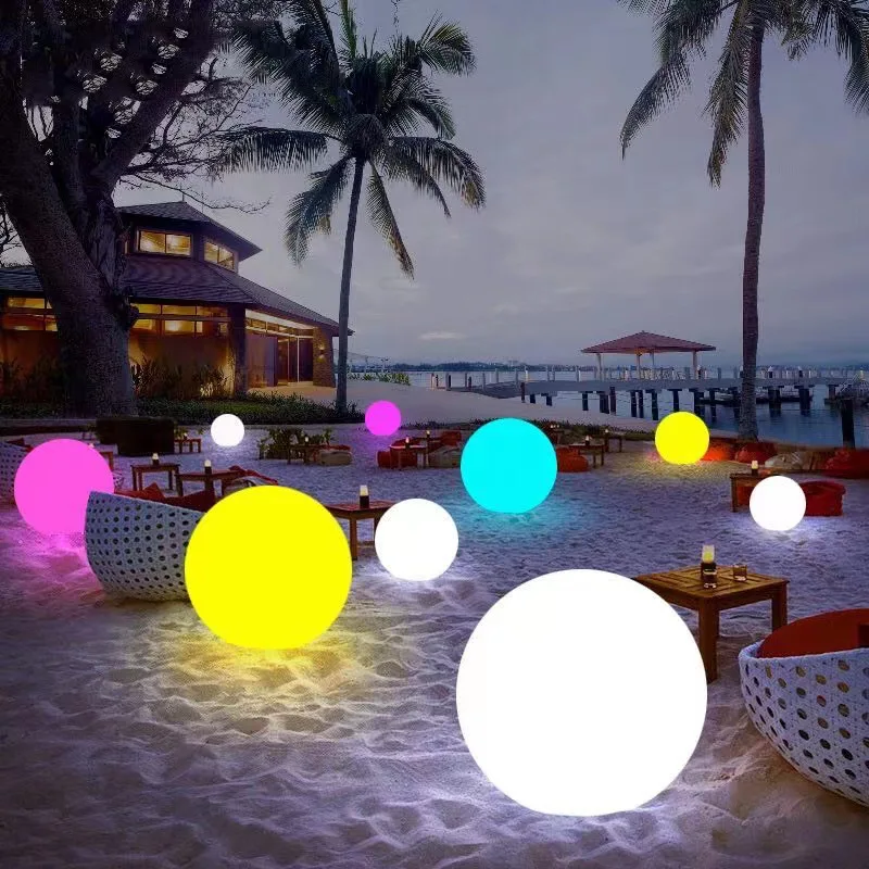 LED Beach Ball White Inflatable Glowing Pool Ball Outdoor Courtyard Decoration Pool Float Inflatable