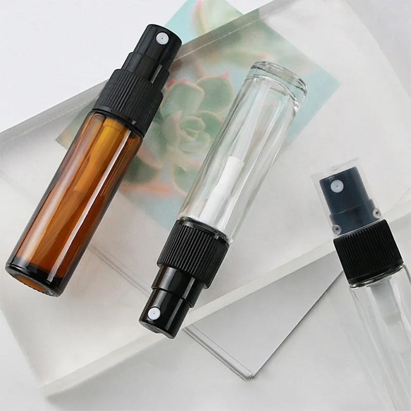 High Quality glass spray bottle with Plastic Spray Pump Mini Tester 10ml Small Perfume Atomizer Vials Sample Glass Bottle