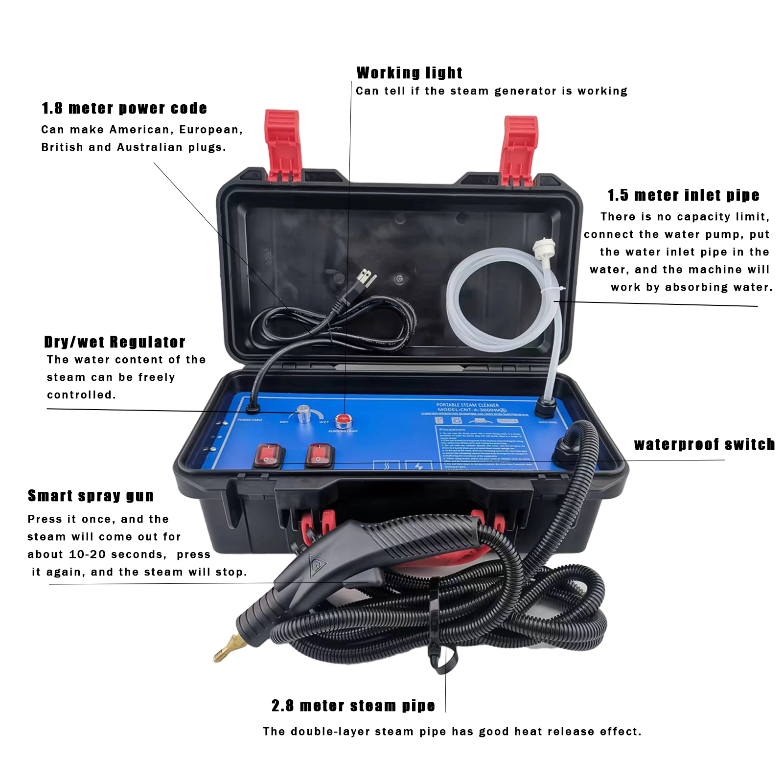 Multi-function 110V 220V powerful kitchen AC car use portable steam cleaner for small business