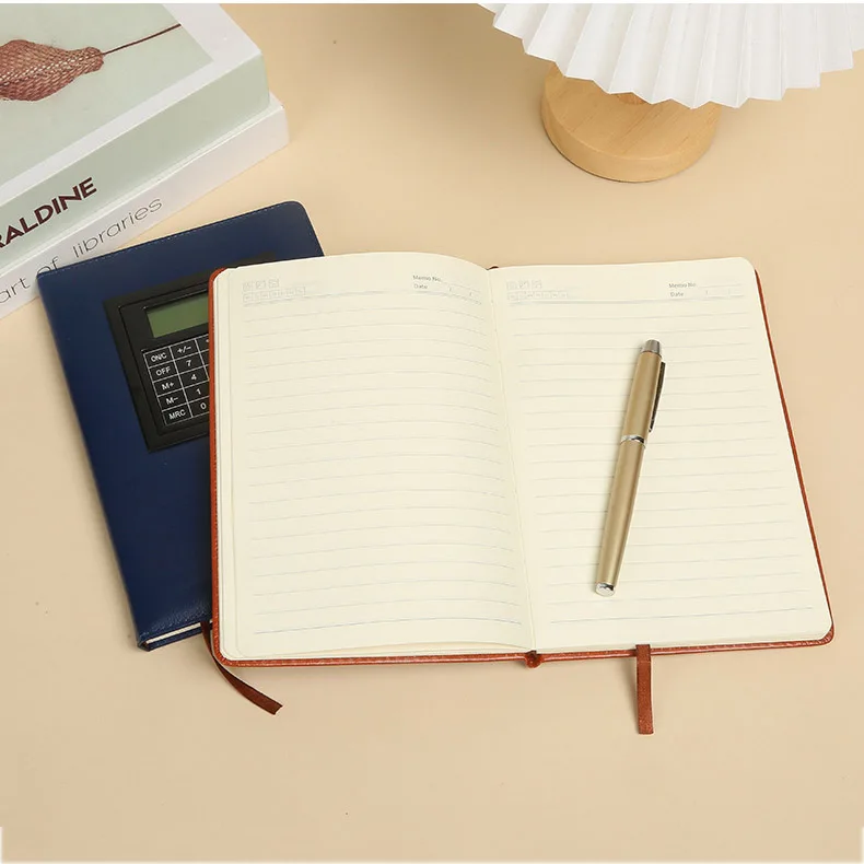 PU leather cover Multi functional Colorful Business A5 promotion gift logo diary Notebook With 8 Digits Calculator