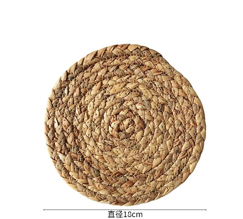 Rattan Round Natural Hand-Woven Water Hyacinth Christmas Placemats Heat Resistant Non-Slip Mats for Table Pots Teapots Plants