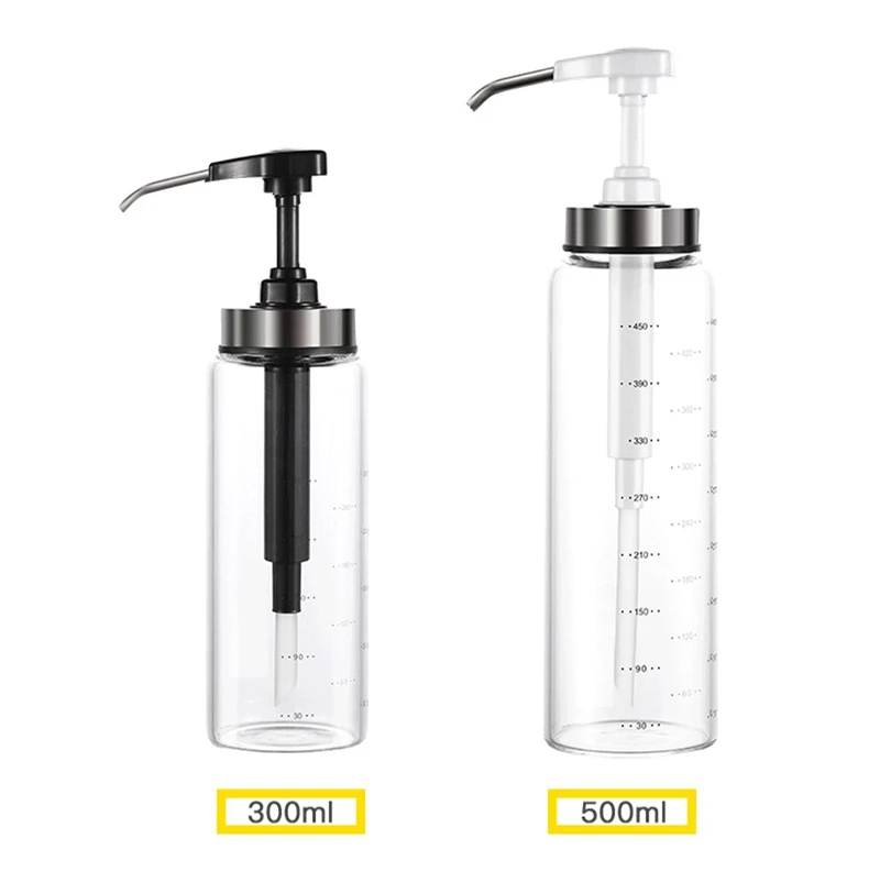 500ml 300ml glass jars and bottles  Honey Dispenser Glass Bottle - Maple Syrup Dispenser No Drip Glass - Beautiful Pump Bottle