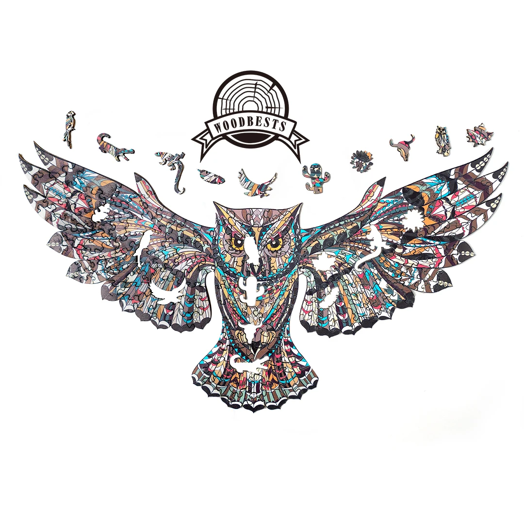 371pcs Cube shape  jigsaw custom puzzle 3D WISE OWL wooden puzzle kids wooden 3d puzzle jigsaw