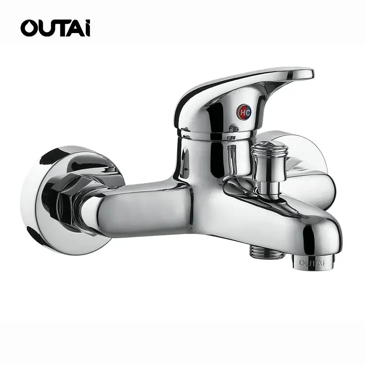 Cold and hot wall mount bathroom bathtub faucet bath shower mixer taps