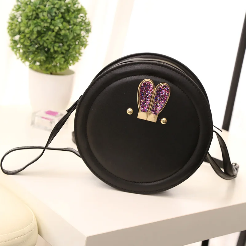 
Wholesale Korean style fashion small round bag candy color with rabbit ears shoulder lady bags H 