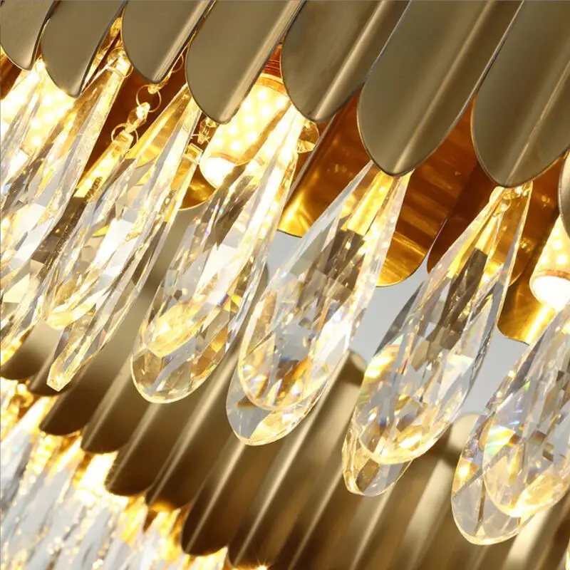 Gold Restaurant Crystal Chandeliers & Pendant Lights Hanging Modern Design Rectangle Lamp dining room kitchen hotel lights