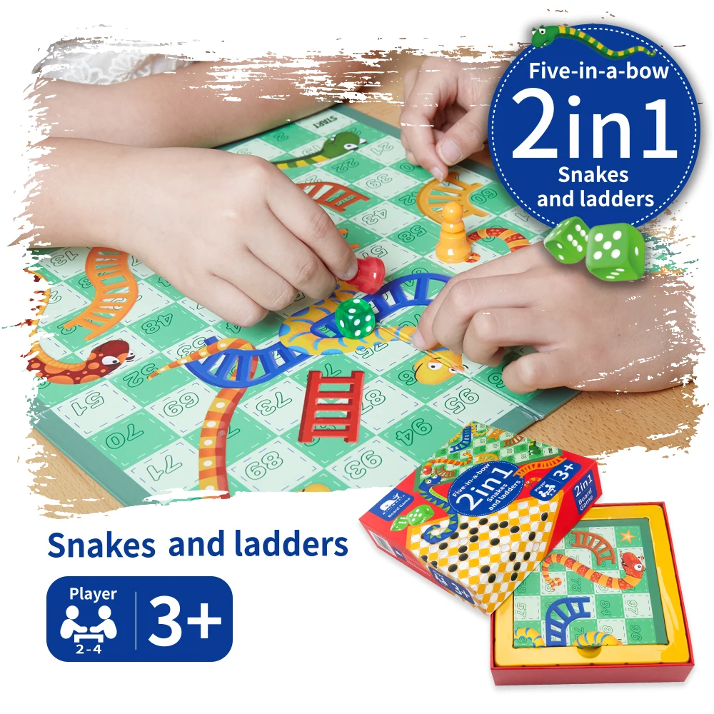 Chinese two in one intelligence game gobang Snakes and Ladders custom paper toy for kids gift