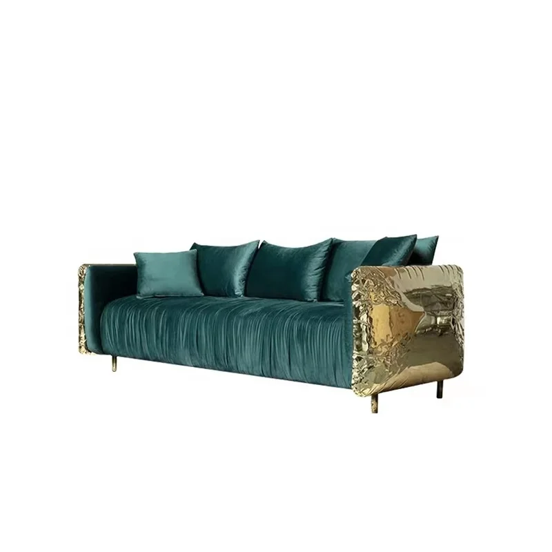 Nordic leather luxury premium gold sofas european style sofa set  3 seater modern simplicity furniture design living room sofa