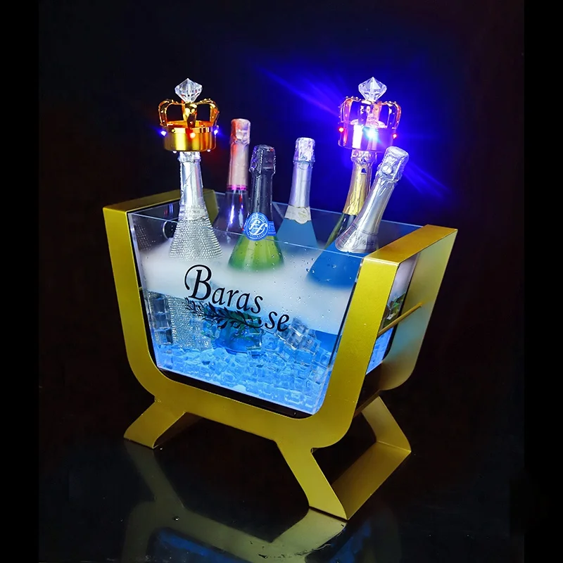 ktv bar party nightclub supplies customize High quality Boat shaped glowing champagne wine beer ice bucket LED Barrel with stand