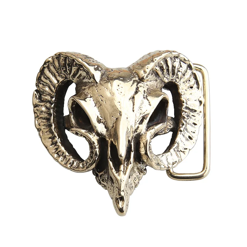 Solid copper three-piece belt buckle white copper brass tang grass pattern fashion personality retro