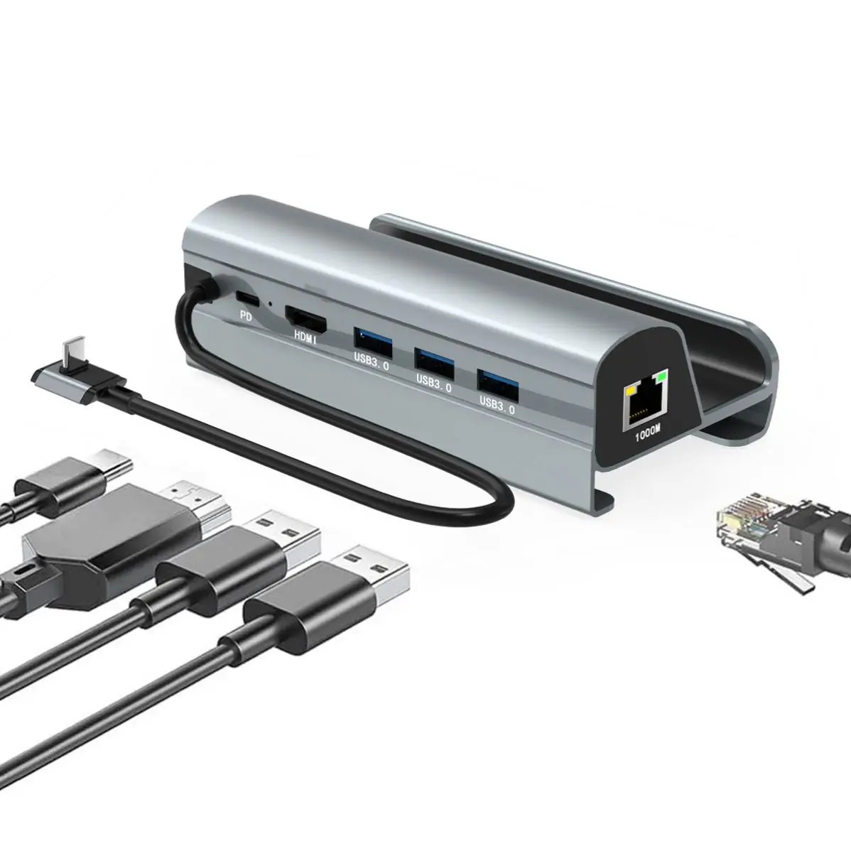 6 в 1, USB-концентратор типа c, док-станция для паровой палубы, док-станция HD MI 4K @ 60 Гц, гигабитный Ethernet, 1000 Мбит/с PD 60 Вт, USB-концентратор типа C, 3,0 концентратор