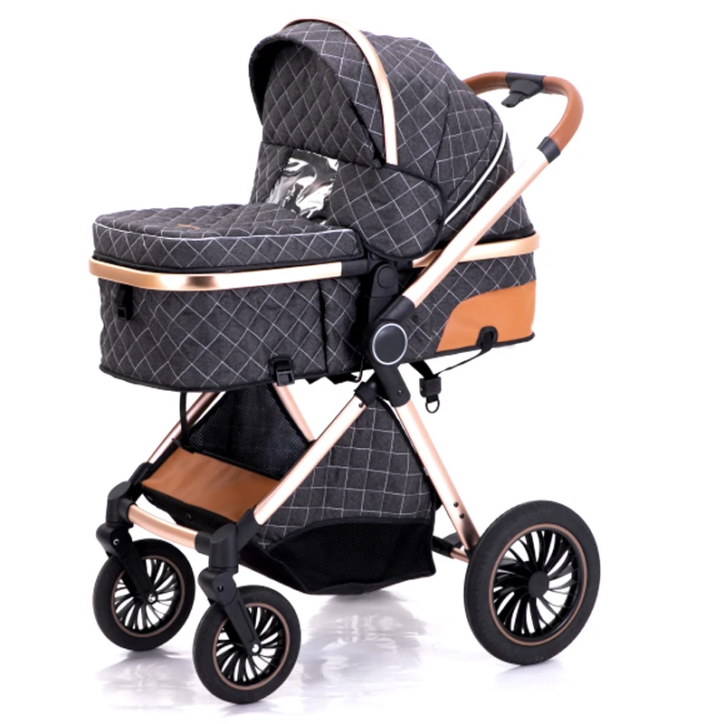 Luxury 3-in-1 Baby Stroller Linen Car Cart Buggies Folding Trolley Walker & Carrier for Infants