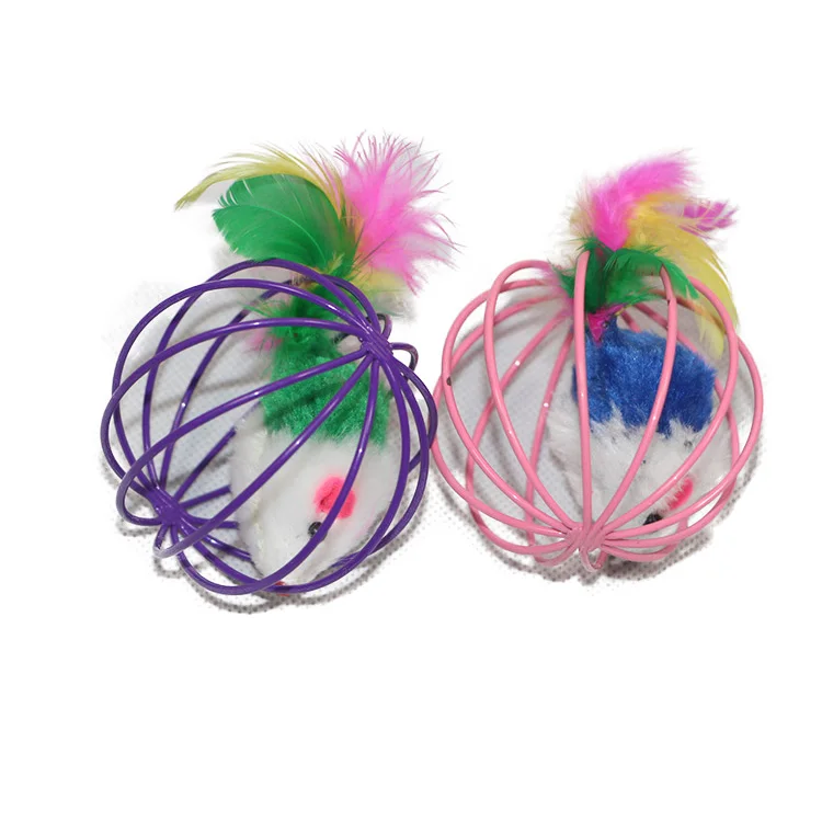 Funny Playing Colorful  Cat Mouse Toy Cat Toy Ball Feather Kitten Toys