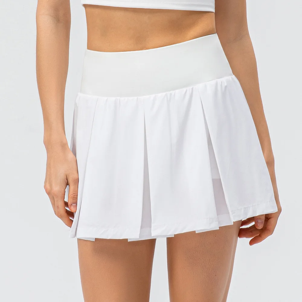 New Design Women Pleated Tennis Skirts With Inner Shorts Plaid Tennis Skirt