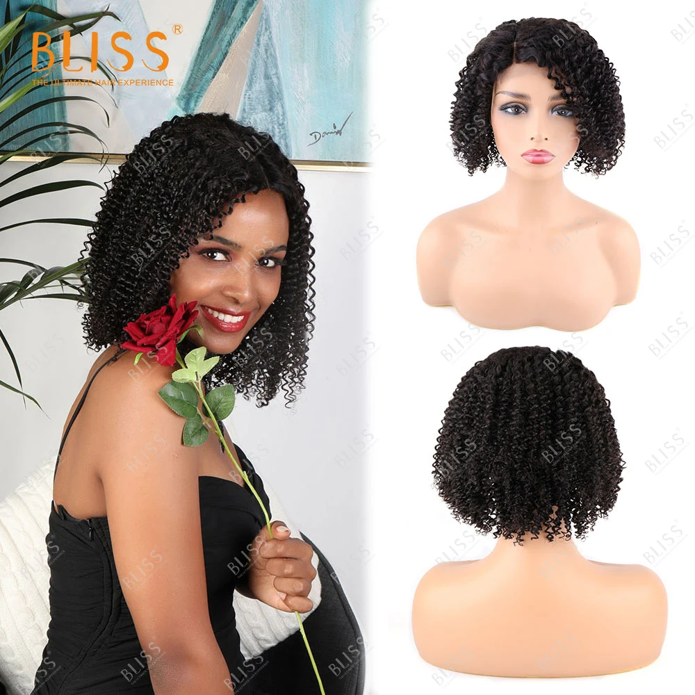 Bliss 4x4 Short Brazilian Lace Front Kinky Deep Curl Bob Wigs Brazilian Kinky Curly Human Hair Lace Closure Wigs For Black Women