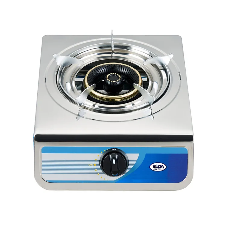 
New model automatic ignition stainless steel panel single cylinder big burner gas stove 